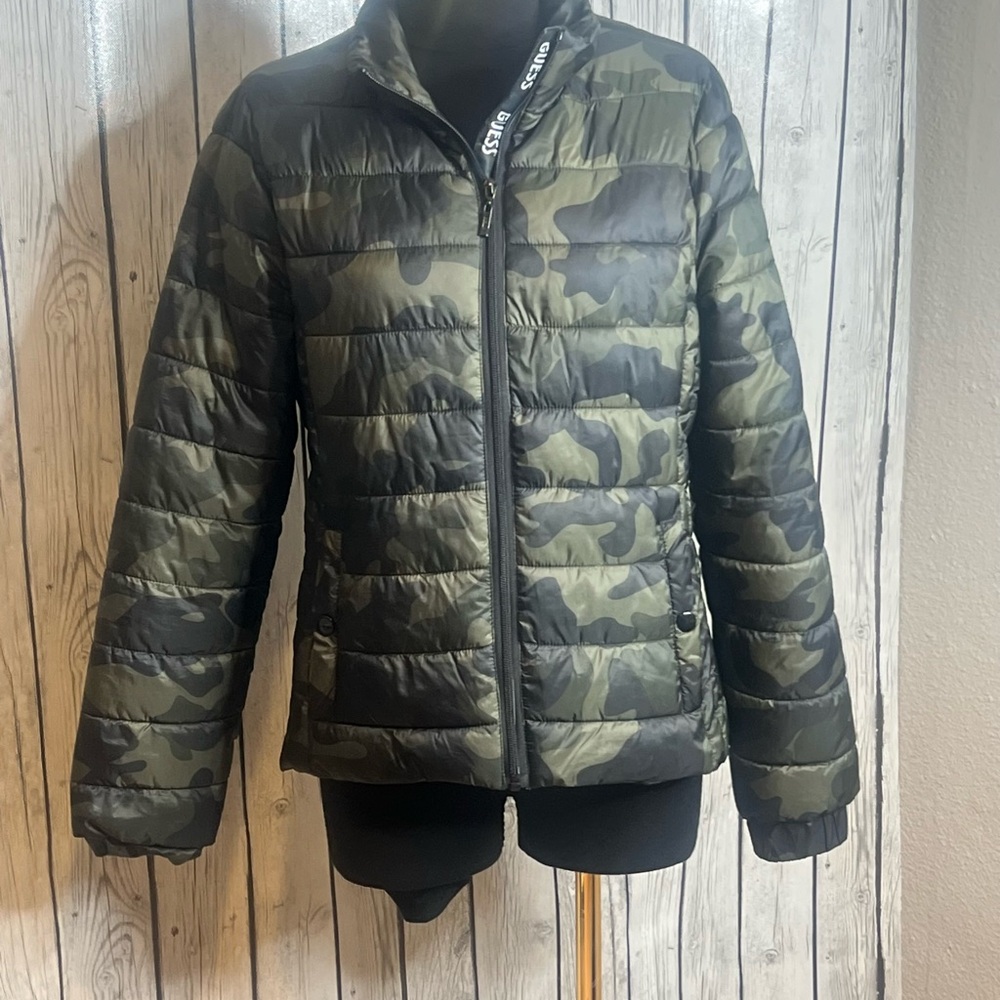 Guess woman full zip camo jacket sim